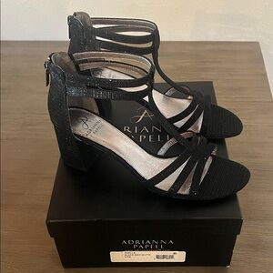 Adrianna Papell Anella Black Gavi Glitter Heels 9.5 NIB